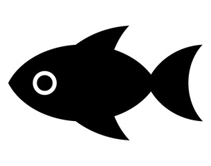 Fish illustration in black and white. Monochrome abstract fish icon isolated on white background.