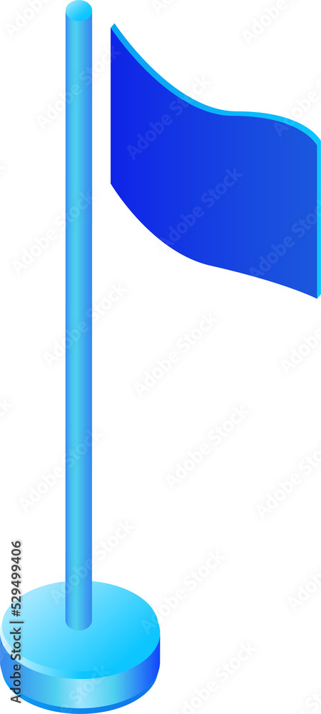 Poster isolated isometric 3d icon of a flag with pole.