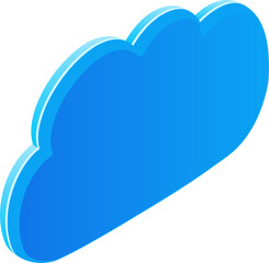Isolated isometric 3d icon of a cloud symbol. Concept of internet and cloud computing. 