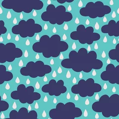 Schilderijen op glas Seamless pattern with clouds and rain drops © lena_l