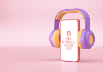 Headphones with Mobile Mockup