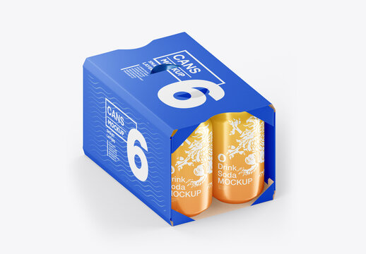 6 Cans Pack Mockup
