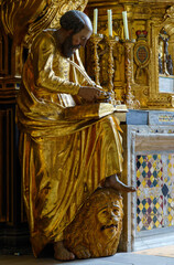 Evangelist Markus im Hochaltar, 1632, von Michael Hönel, Goldfassung 1654 von Johann Seitlinger, Dom zu Gurk, Kärnten