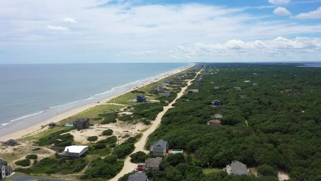Aerial View of Carova Beach in the Outer Banks of North Carolina