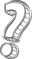 Vector Doodle of Black and White Question Mark Icon.