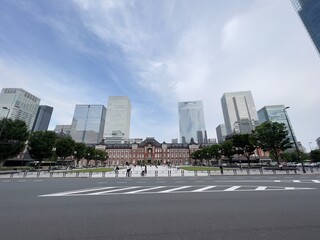 Fototapeta premium Tokyo Station.Old Station and New Building.Super Wide.