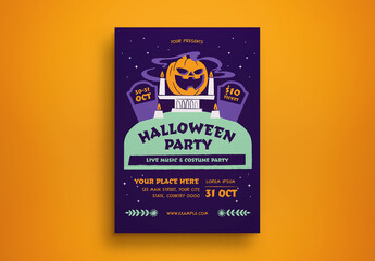 Purple Modern Halloween Party Flyer Layout