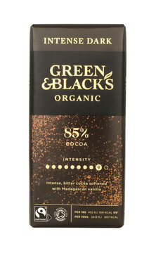 Green and Blacks organic 85 percent cocoa bitter dark chocolate with Madagascan vanilla