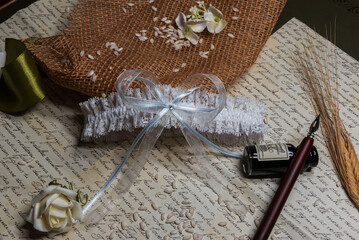 Composition for wedding with garter