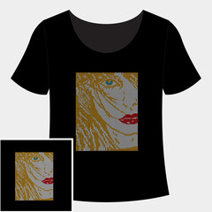 Rhinestone design for t-shirt or blouse hot-fix transfer. Abstract beautiful glitter applique rhinestone motif. - obrazy, fototapety, plakaty