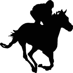 Silhouette racing horse on a white background. Equestrian sport. Vector illustration , horse riding in racing