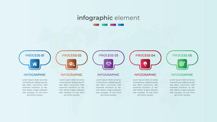 	
Modern five step timeline infographic element
