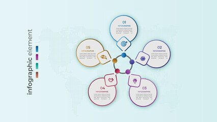 	
Creative five step circular business infographic diagram