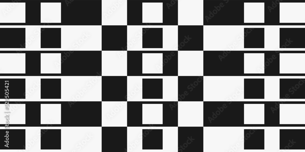 Poster Black and white checkered cage decor. Simple pixelated and check pattern for print and interior.