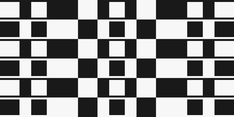 Fototapeta premium Black and white checkered cage decor. Simple pixelated and check pattern for print and interior.