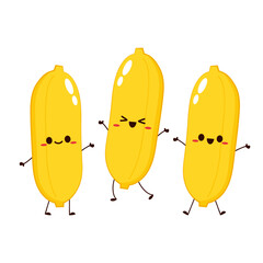 Banana cartoon vector. Banana on white background.