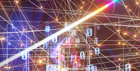 Global network. Blockchain. 3D illustration. Neural networks and artificial intelligence. Abstract