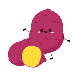 Roasted sweet potato. Sweet potato cartoon. Sweet potato character design.