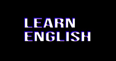  Learn English. White stamp text on a background. Learning animation 