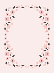 Floral flower pink frame invitation template
