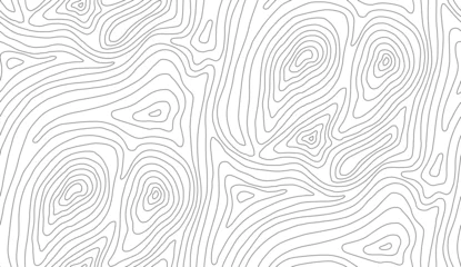 Foto op Canvas Seamless vector topographic map background white on dark. Line topography map seamless pattern. Mountain hiking trail over terrain. Contour background geographic grid. © RDVector