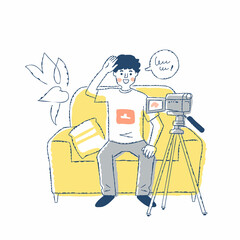 カメラに向かってポーズをとる動画配信者