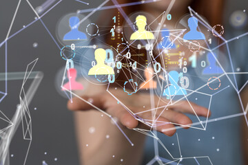 Abstract technology group and data 3d