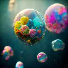 color pigments in bubbles