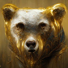 gold and marble inlaid bear statue