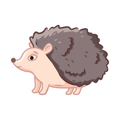 cute hedgehog stands on a white background. Vector illustration with cute forest animals