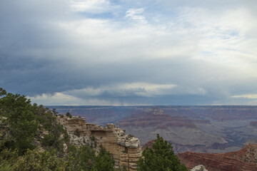 Fototapeta na wymiar Storm over the Grand Canyon viewed from the South Rim