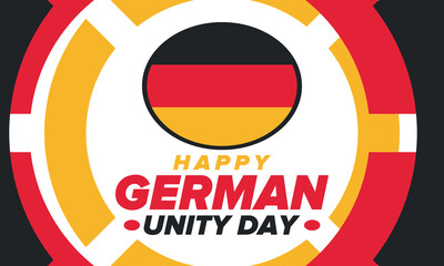 German Unity Day. Celebrated annually on October 3 in Germany. Happy national holiday of unity, freedom and reunification. Deutsch flag. Patriotic poster design. Vector illustration