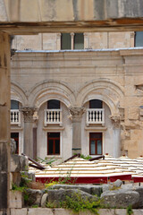 Naklejka premium The Silver Gate landmark and various historic buildings in central Split, Croatia.