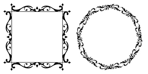frame with ornament decorative, black, overlay, isolated PNG