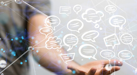 speech bubbles. People Chatting. 3d illustration of a communication concept, relating to feedback 3d