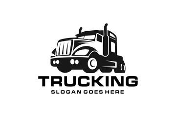 Obraz premium Trucking company logo, Semi trailer truck logo