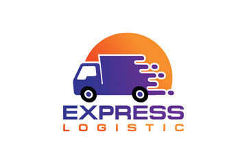 Illustration logistics and delivery company logo design template