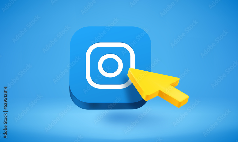 Aufkleber pressing on image gallery app icon. 3d vector illustration