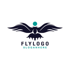 Fly logo with wings concept design vector