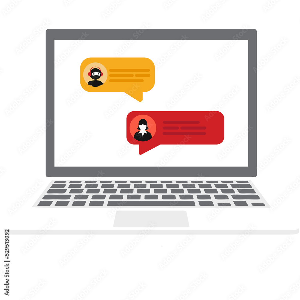 Poster chat bot ai and customer service support concept. vector flat illustration.