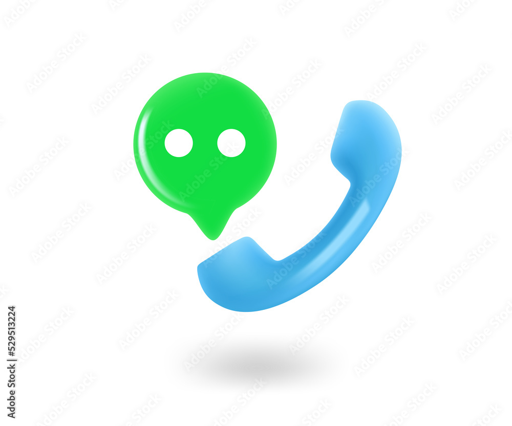 Aufkleber talking by phone concept. telephone tube with speech cloud. 3d vector icon isolated on white backgro