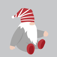 A cute little gnome in a red hat. Vector isolated clipart.