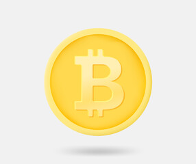 Gold Bitcoin coin. 3d vector isolated illustration