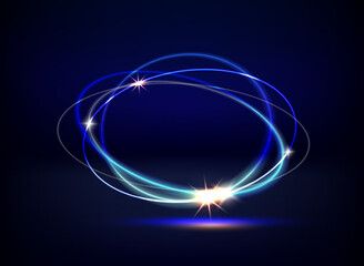 illuminated studio with neon lights. 3d vector illustration