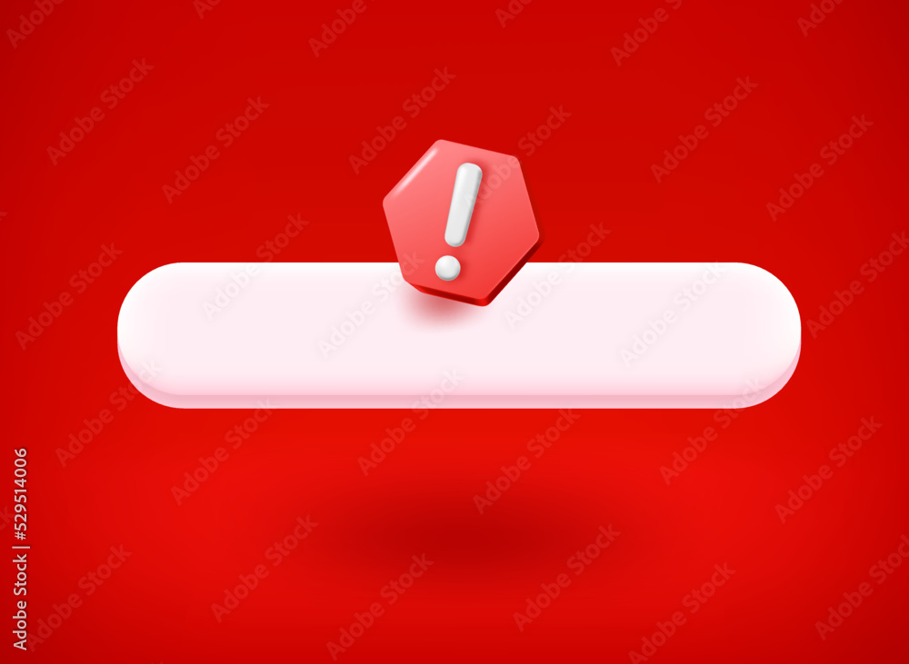 Aufkleber empty button mockup with stop sign. 3d vector illustration