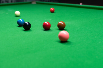 billiard balls on a table
