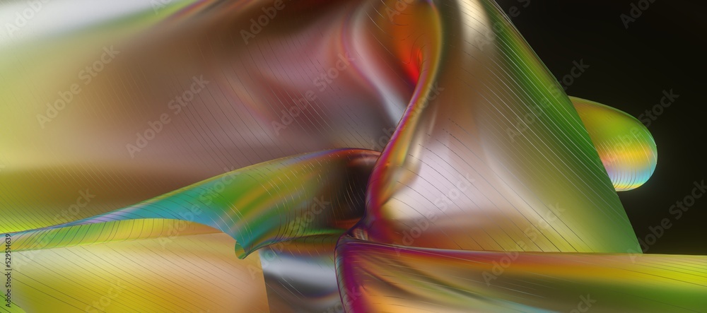 Aufkleber 3d render abstract background. colorful twisted shapes in motion. computer generated digital art for