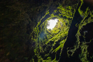 Algar do Carvao cave at Terceira island, Azores vacation.