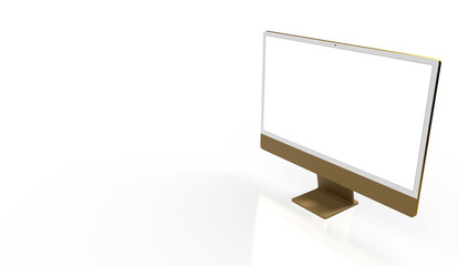 Realistic flat screen computer monitor 3de style mockup with blank screen isolated 3d