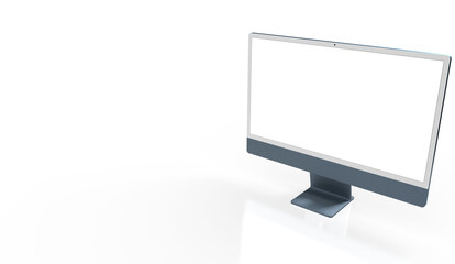 Realistic flat screen computer monitor 3de style mockup with blank screen isolated 3d